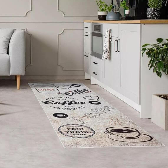 Tapis de cuisine marron lavable en machine plat Ninove